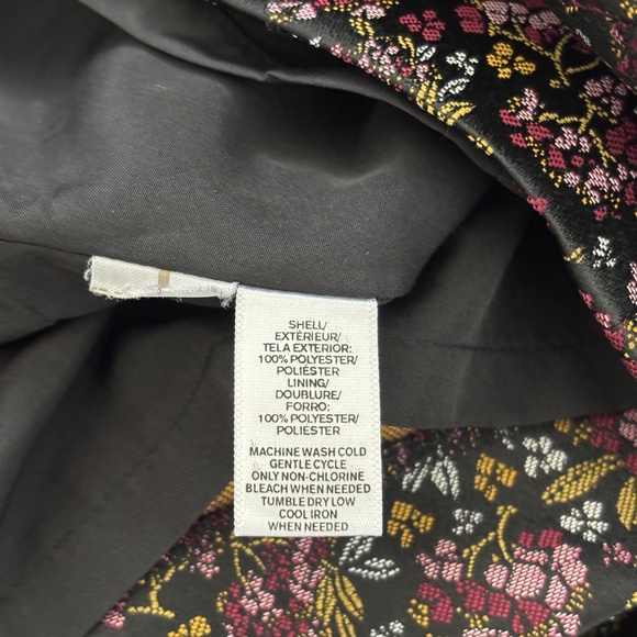 LOFT A-line Jacquard Mini Skirt - Black Floral Size 4 - Picture 8 of 8